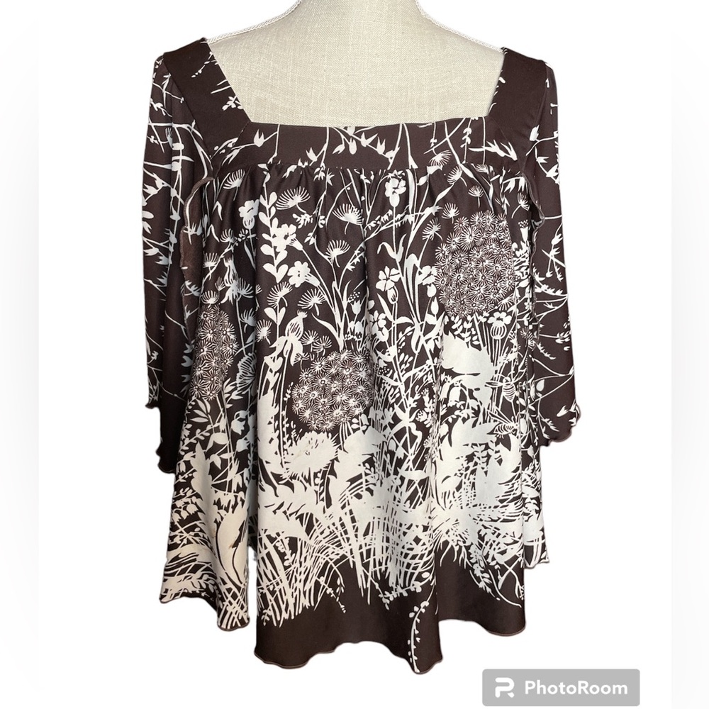 Peggy Lou California Brown & White Floral Blouse